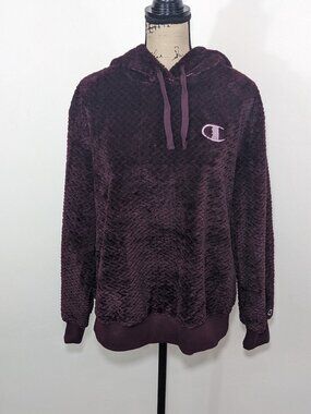 NWT Champion Hoodie Sweatshirt Womens Burgundy Red Plush Pullover Soft Logo S